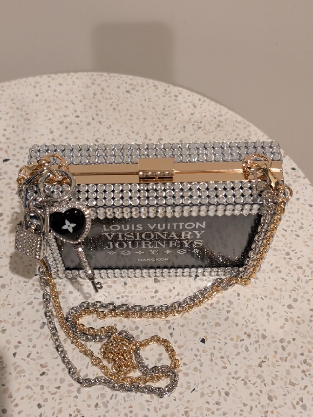 Upcycled Black 'Visionary Journeys' Crystal Box Clutch - Picture 8 of 11